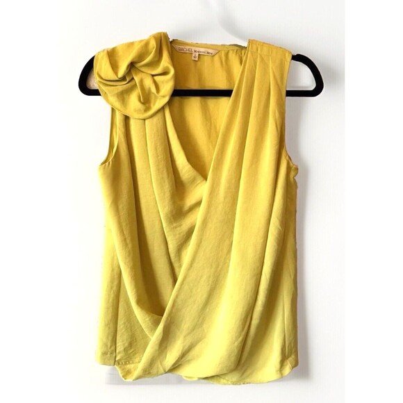 Rachel‎ Roy Blouse Womens Small Yellow V-Neck Sleeveless Top Career Office - Picture 1 of 10